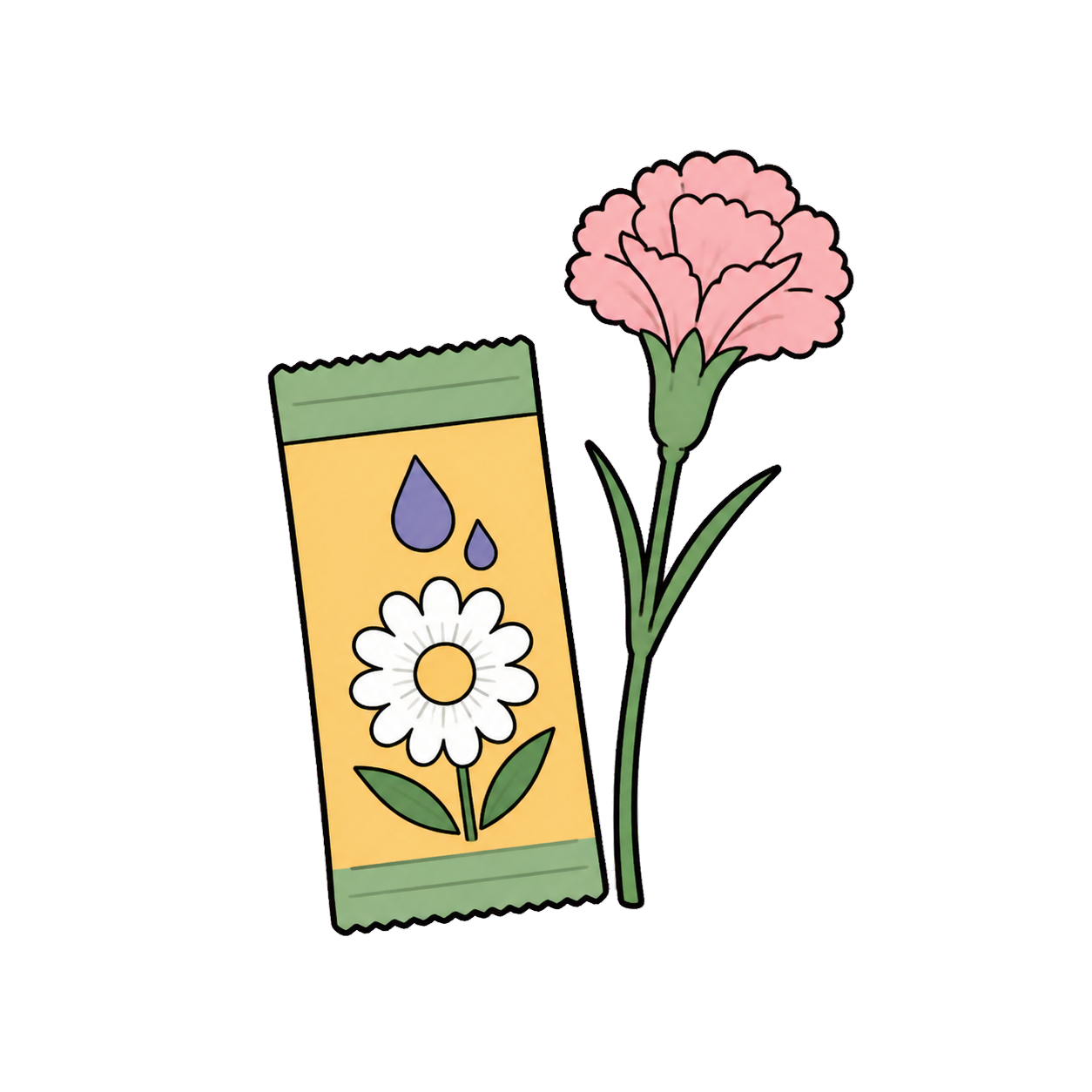 切り花栄養剤の小袋のイラスト