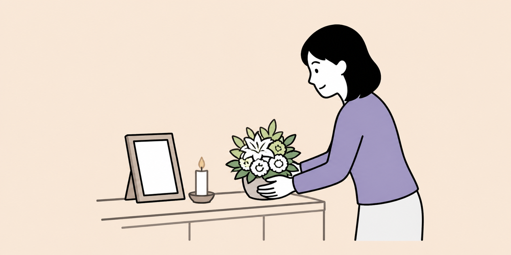 お花をお供えする様子